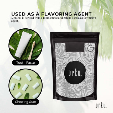 Orku 1Kg Menthol Crystals - USP Grade L-Menthol Mint Flakes C10H200.