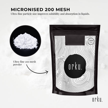 Orku 400g Creatine Monohydrate Powder - 200 Mesh Micronised | 99.9% Purity.