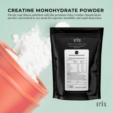 Orku 2Kg Creatine Monohydrate Powder - 200 Mesh Micronised | 99.9% Purity.