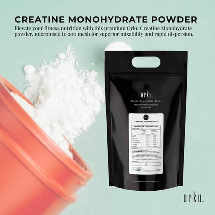Orku 5Kg Creatine Monohydrate Powder - 200 Mesh Micronised | 99.9% Purity.