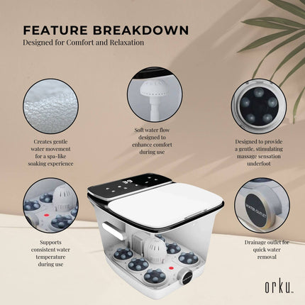Orku Foot Spa Automatic Water Heating Massager - Electric Pedicure Bath.