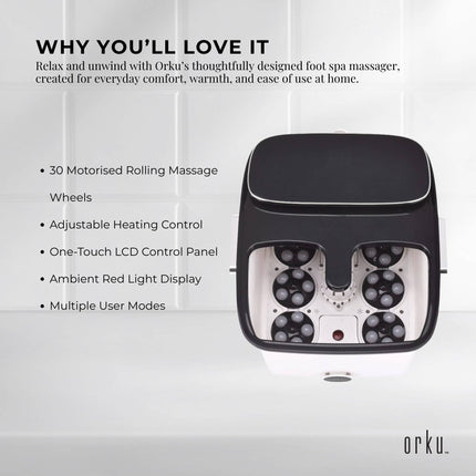 Orku Foot Spa Automatic Water Heating Massager - Electric Pedicure Bath.