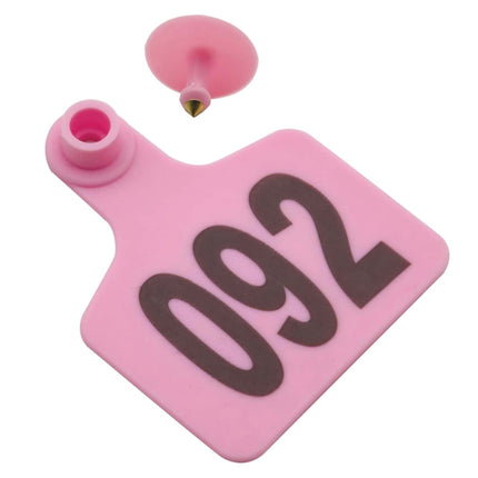 1-100 Cattle Number Ear Tags 5x4cm Set - Small Pink Pig Goat Livestock Label.