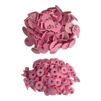 100x Cattle Ear Tags 5x4cm Set - Small Pink Blank Sheep Pig Livestock Label.