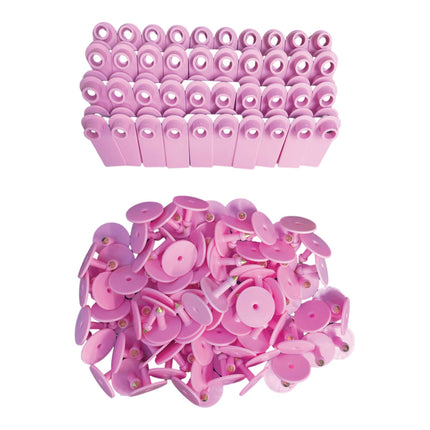 100x Cattle Ear Tags 5x4cm Set - Small Pink Blank Sheep Pig Livestock Label.