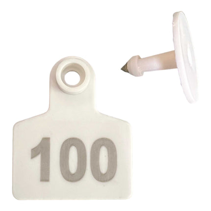 1-100 Cattle Number Ear Tag Set - Round White Pig Sheep Goat Livestock Label.