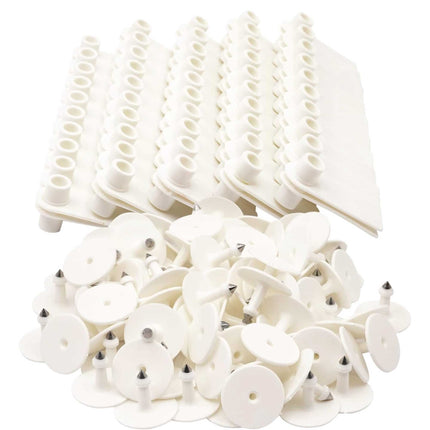 100x Cattle Ear Tags 5x2cm Set - Mini White Blank Pig Goat Livestock Label.