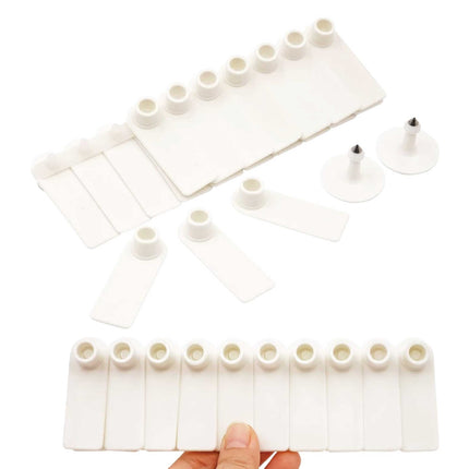 100x Cattle Ear Tags 5x2cm Set - Mini White Blank Pig Goat Livestock Label.