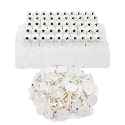 100x Cattle Ear Tags 5x4cm Set - Small White Blank Sheep Pig Livestock Label.