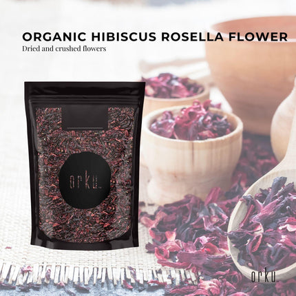 1Kg Organic Hibiscus Rosella Flower Crushed - Dried Herbal Tea Supplement.