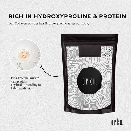 Orku 1Kg Bovine Collagen Peptides Powder Hydrolysed Protein Unflavoured.