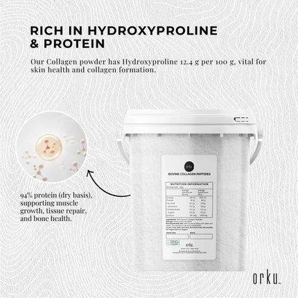 Orku 600g Bovine Collagen Peptides Powder Tub Hydrolysed Protein.