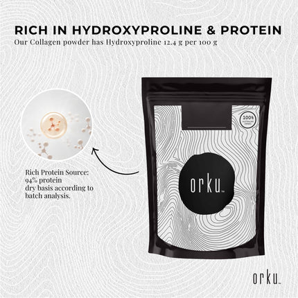 Orku 2.5Kg Bovine Collagen Peptides Powder Tub Hydrolysed Protein.