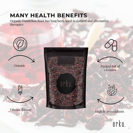 50g Organic Hibiscus Rosella Flower Crushed - Dried Herbal Tea Supplement.