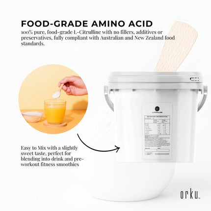 Orku 3Kg L-Citrulline Powder Buckets - 100 % Pure Food Grade Amino Acid.