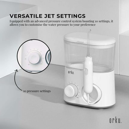 Water Jet Dental Flosser 600ml White - Electric Oral Pressure Tooth Irrigator.