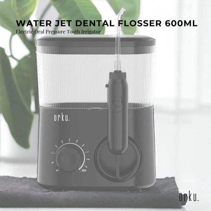 Water Jet Dental Flosser 600ml White - Electric Oral Pressure Tooth Irrigator.