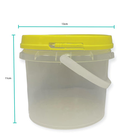 Bulk 10 x 0.8L Empty Honey Bucket with Lid - 1Kg Clear Tamper Proof Plastic Tub.