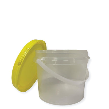 Bulk 10 x 0.8L Empty Honey Bucket with Lid - 1Kg Clear Tamper Proof Plastic Tub.