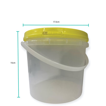 Bulk 10 x 2.2L Empty Honey Bucket with Lid - 3Kg Clear Tamper Proof Plastic Tub.