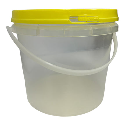 Bulk 10 x 2.2L Empty Honey Bucket with Lid - 3Kg Clear Tamper Proof Plastic Tub.