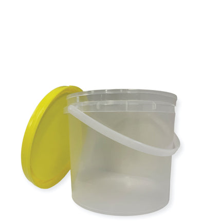 Bulk 10 x 2.2L Empty Honey Bucket with Lid - 3Kg Clear Tamper Proof Plastic Tub.