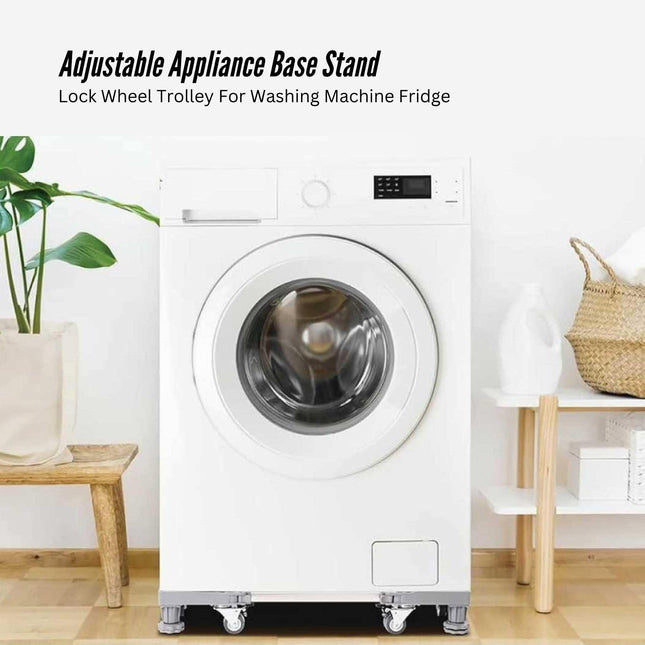 Tooleroo Adjustable Appliance Base Stand for Washing Machine with Locking Wheels.