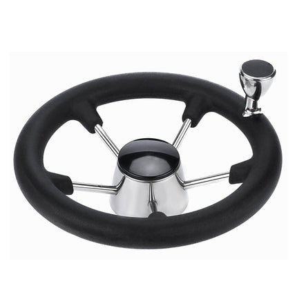13.5" Boat Steering Wheel With Grip Cover - Stainless Steel 3/4" 5 Spoke With Knob.