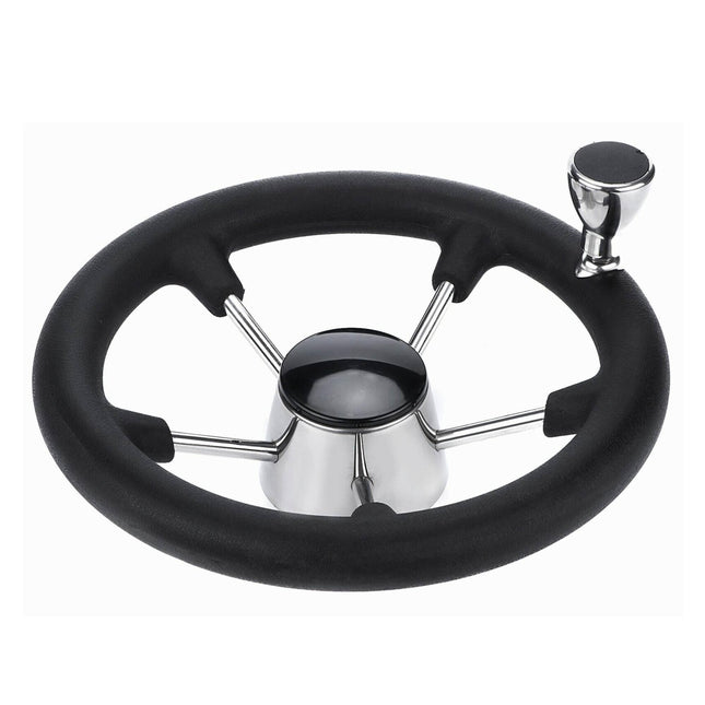 13.5" Boat Steering Wheel With Grip Cover - Stainless Steel 3/4" 5 Spoke With Knob.