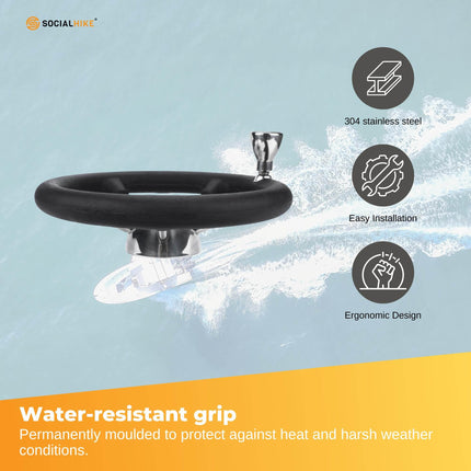 13.5" Boat Steering Wheel With Grip Cover - Stainless Steel 3/4" 5 Spoke With Knob.