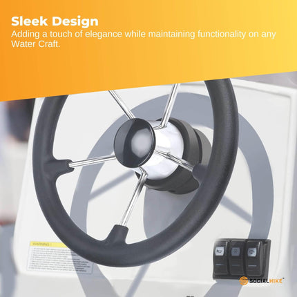 13.5" Boat Steering Wheel With Grip Cover - Stainless Steel 3/4" 5 Spoke With Knob.