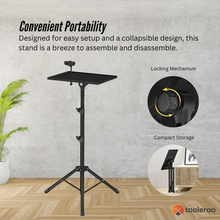 Laptop Stand Tripod - Adjustable Height Projector Holder With Phone Mount.