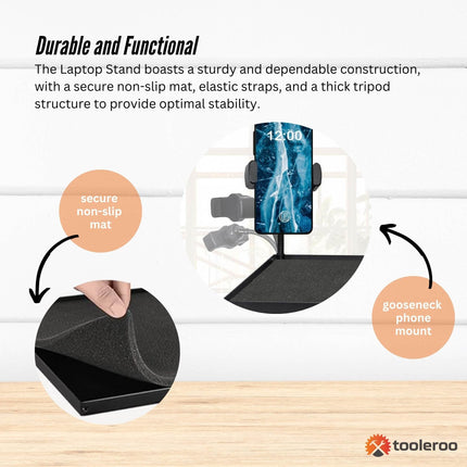 Laptop Stand Tripod - Adjustable Height Projector Holder With Phone Mount.