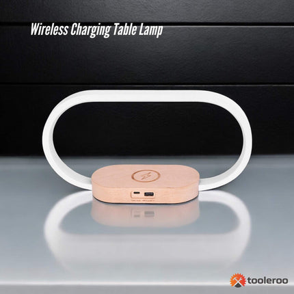 Wireless Phone Charger Table Lamp - USB Port Charging Bedside Light With Clock.