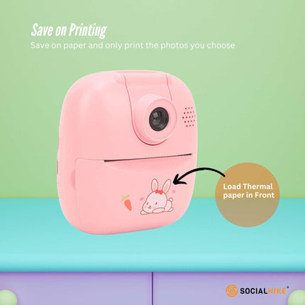 Kids Rechargeable Instant Print Camera Pink - Digital Thermal Photo Video MP3.