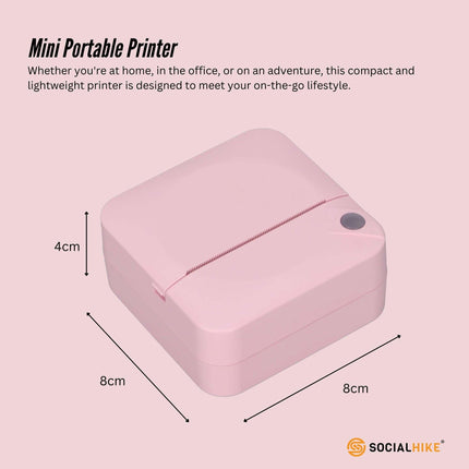 Portable Mini Printer Pink - Inkless Bluetooth Phone Pocket Thermal Printing.