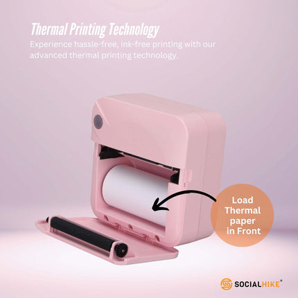 Portable Mini Printer Pink - Inkless Bluetooth Phone Pocket Thermal Printing.