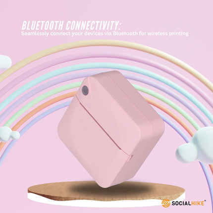 Portable Mini Printer Pink - Inkless Bluetooth Phone Pocket Thermal Printing.