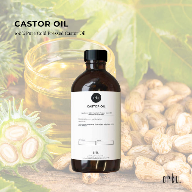 Orku 1.5L Organic Castor Oil - Hexane Free Cold Pressed.