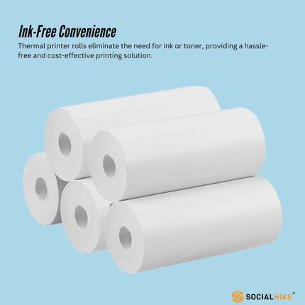 Social Hike 5 Pack Thermal Paper Camera Rolls - Instant Print Printer Refill.