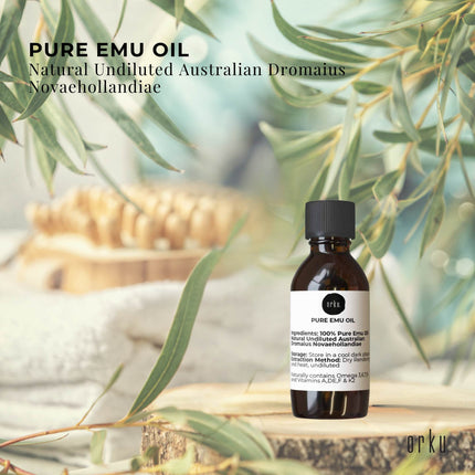 Orku 10ml Pure Emu Oil - Natural Undiluted Australian Dromaius Novaehollandiae.