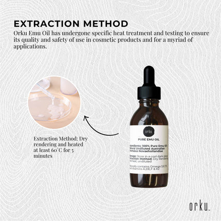 Orku 25ml Pure Emu Oil with Dropper - Undiluted Natural Dromaius Novaehollandiae.