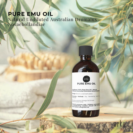 Orku 100ml Pure Emu Oil - Natural Undiluted Australian Dromaius Novaehollandiae.