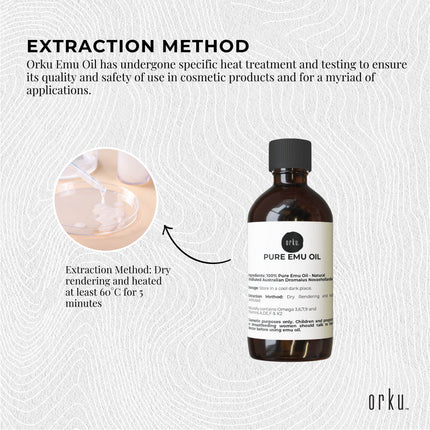 Orku 100ml Pure Emu Oil - Natural Undiluted Australian Dromaius Novaehollandiae.