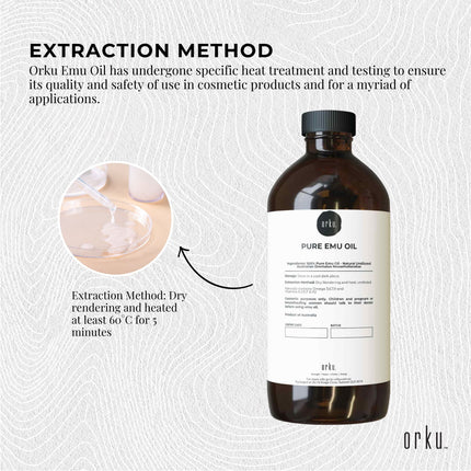Orku 100ml Pure Emu Oil - Natural Undiluted Australian Dromaius Novaehollandiae.
