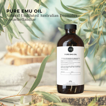 Orku 100ml Pure Emu Oil - Natural Undiluted Australian Dromaius Novaehollandiae.