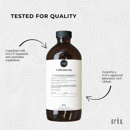 Orku 100ml Pure Emu Oil - Natural Undiluted Australian Dromaius Novaehollandiae.