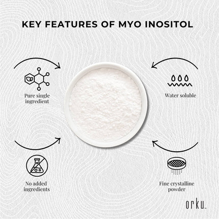 Orku 2Kg Myo Inositol Powder - USP Grade High Purity Unflavoured.
