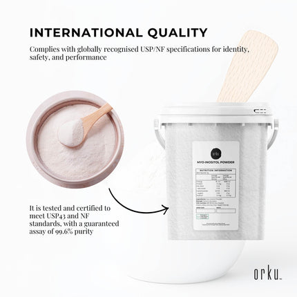 Orku 800g Myo Inositol Powder Tub - USP Grade High Purity Unflavoured.