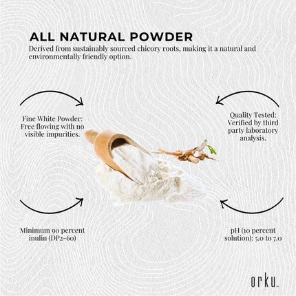 Orku 2Kg Chicory Root Inulin Powder - Unflavoured Food Ingredient.